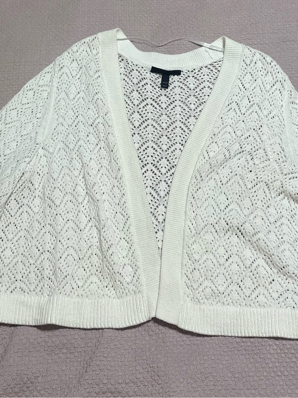 Lane Bryant size 18/20 Cream Openwork Crew Cardigan